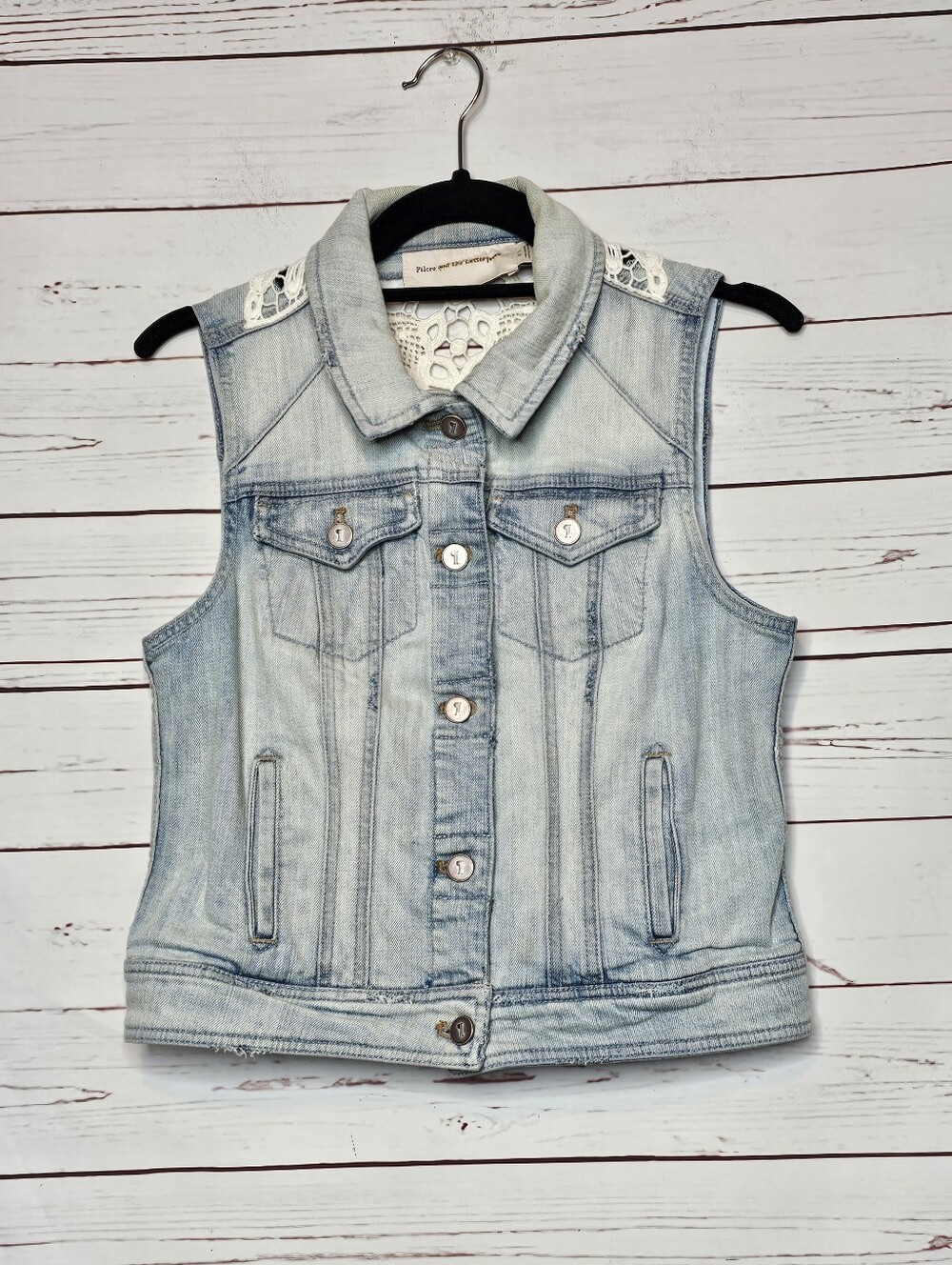 Pilcro & the Letterpress Lace Back Denim Vest